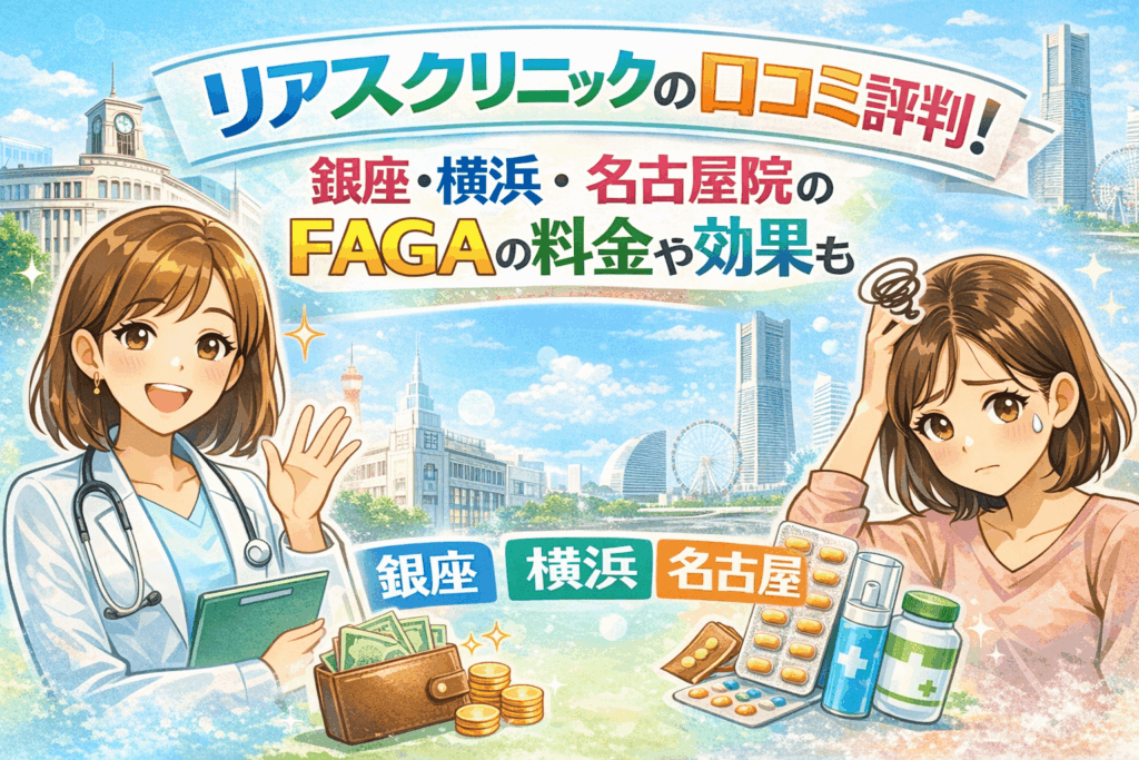 リアスクリニックの口コミ評判！銀座・横浜・名古屋院のFAGAの料金や効果も解説