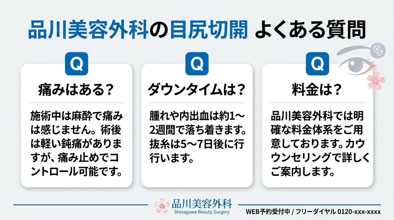 品川美容外科の目尻切開 よくある質問