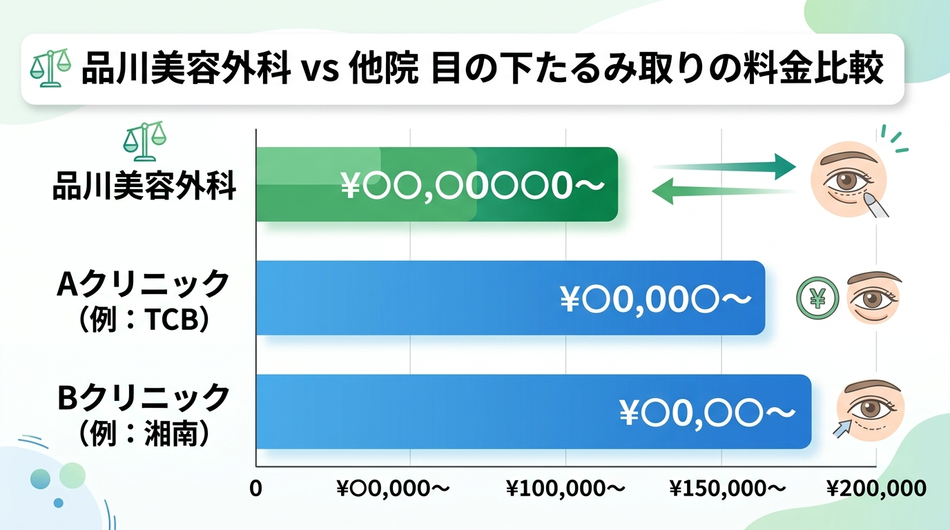品川美容外科の目の下たるみ取り 他院との料金比較
