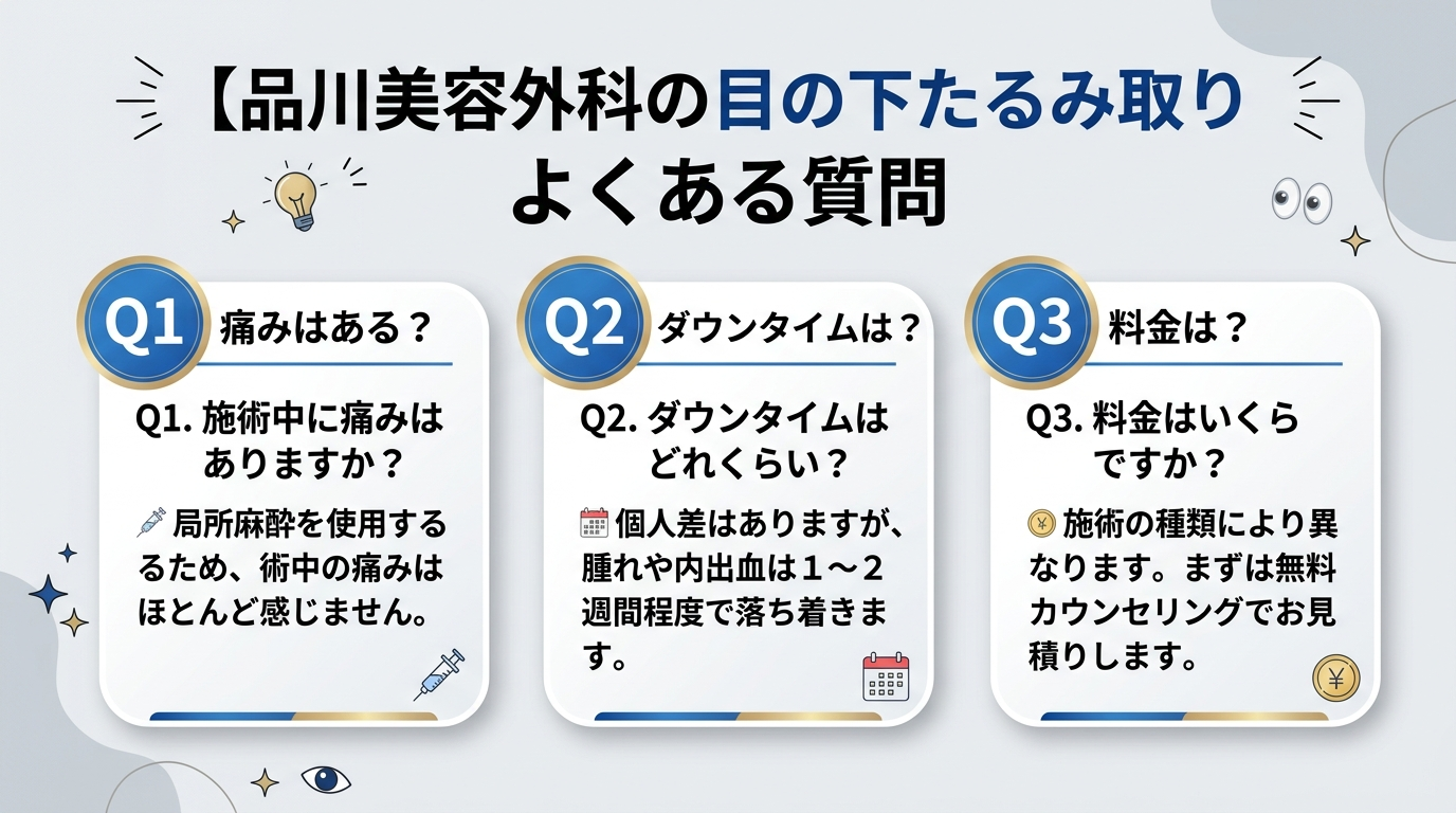 品川美容外科の目の下たるみ取り よくある質問